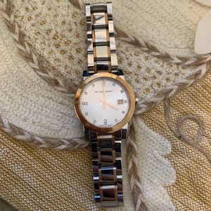 Burberry two tone rose gold and silver watch